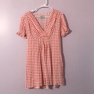 Orange and plaid mini dress